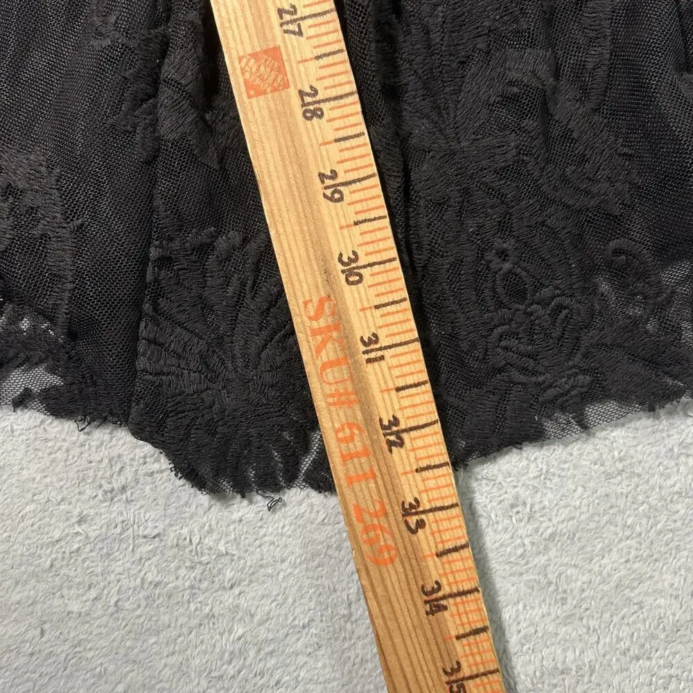 Free People Renaissance Gothic Medieval Floral Lace Dress Sz 0 15x32 Black Knit